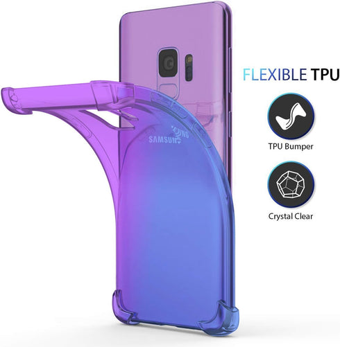 KIOMY Clear Case for Samsung Galaxy S9, Shockproof Bumper Protective Cover with Hybrid Design Hard PC Back + Flexible
