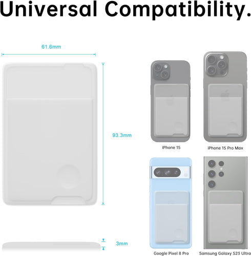 oakxco Phone Wallet Stick On, Secure Silicone Card Holder, Adhesive Pocket Sleeve for ID Credit Card, Clear