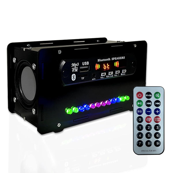 EIELE Multi-Function Speaker AUX TF Playback Kit, Voice-Activated Level Indicator, Dual Channel Speaker, Black Case