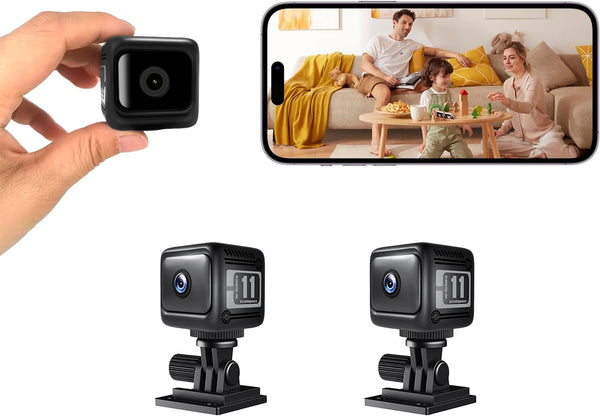 AFJAEAS 2-Pack Wireless Mini Security Cameras with Built-in Hotspot & 2.4G WiFi ,