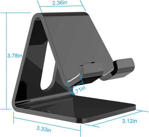 Crpich Acrylic Phone Stand, Ergonomic Design for Apple iPhone and Samsung Galaxy, Black
