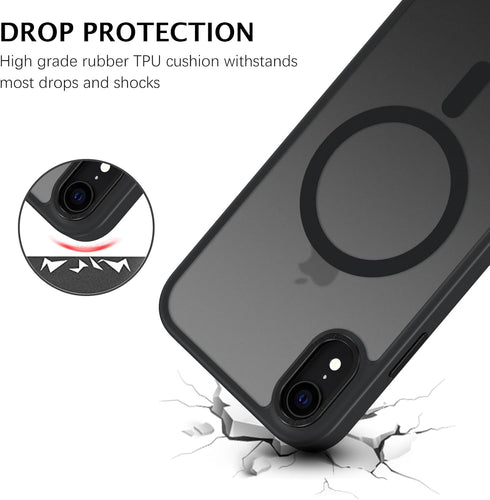 Telaso iPhone XR Case - Shockproof, Anti-Scratch, Matte Black, Full Body Protection, Compatible with MagSafe Charging.
