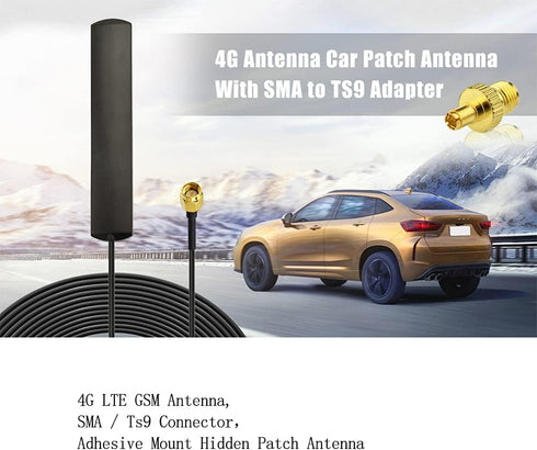 Wlaniot 4G LTE GSM Antenna, Omni-Directional Adhesive Mount with SMA Male Connector for Car