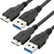 Micro USB 3.0 Cable (2 Pack) - 1ft USB 3.0 A to Micro B, compatible with Seagate, WD My Passport, and cameras.