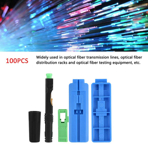 Hilitand 100Pcs SC/APC Fiber Optic Cable Adapter, Embedded Quick Fast Connector (Straight Plug)
