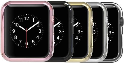 Simpeak 5PACK Soft Back Case for Apple Watch Series 9 8 7 (41mm 45mm), Clear/Black/Pink