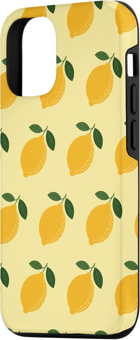 Hand Drawn Digital Art Summer 12/12 Cute Lemon Fruit Pattern Citrus Case for iPhone Pro