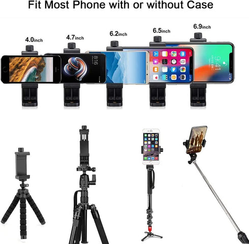 EszkozTA 360 1/4" (Black-1 Pack) Cell Phone Tripod Mount Adapter, Universal Phone Holder Adjustable Clamp, Degree
