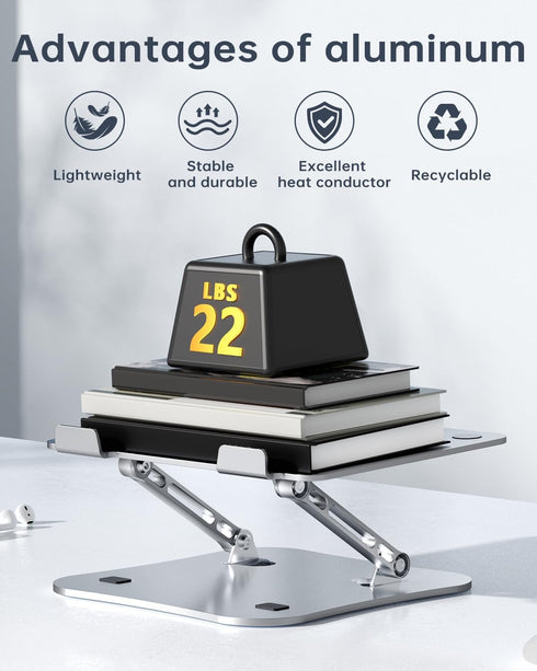 H&C(hcck&Cllassp) 11-17 inch Aluminum Laptop Stand for Desk, Foldable and Portable Laptop Riser, Adjustable Notebook