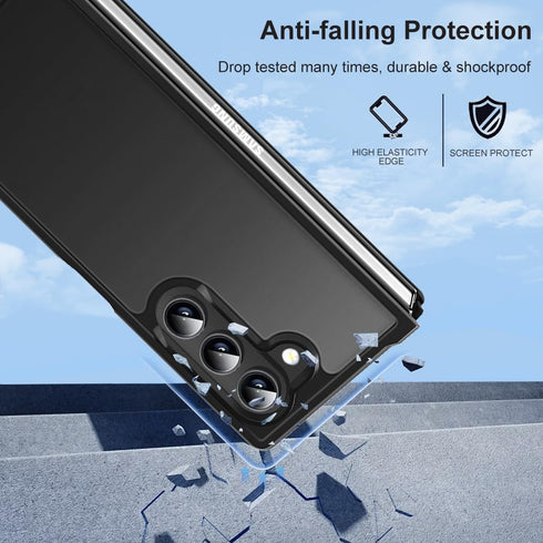 Samsung Galaxy Z Fold 6 Case, Black Thin Anti-Scratch PC with Camera Frame Protection, Shockproof Design