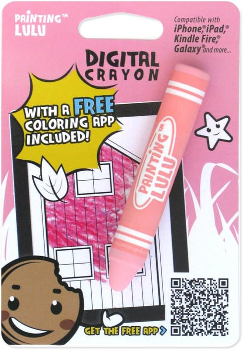 Stylus Crayon - Pink Stylus Pen for Touchscreen Tablets & Smartphones, Coloring App Included!