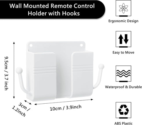 3 Pcs Wall Mount Phone Holder, Phone Stand for Bed, Wall Mounted Shower Phone Holder Remote Control Holder with Hooks, Self-Adhesive Universal Media Organizer Storage Box by HAIJSEVR