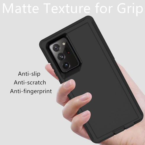 for Samsung Galaxy Note 20 Ultra Case, Heavy Duty Defender Dustproof Shockproof Protection 3 in 1 Rugged Cover, Black