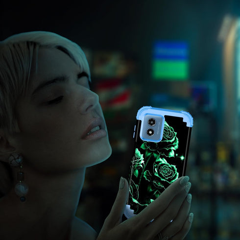 Miqala Glow in The Dark Heavy Duty Case for Moto G 5G 2024, Full Body Protection with Hard Plastic Bumper