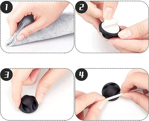 20 PCS Black Acrylic Adhesive Charger Cord Holder, Wire Organizer for Desk, Wall, Car, Nightstand, Office Management