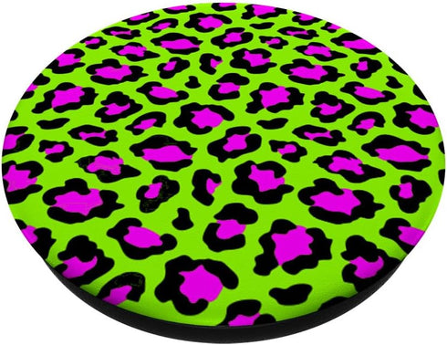 PopSockets Standard PopGrip - Animal Print Leopard Pink and Lime Green Retro 80's for Girls