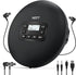 HOTT CD204 Portable CD Player - Personal Compact CD Player with Headphones, Anti-Skip/Shockproof for Home Travel, Black