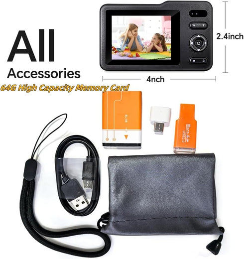KSO.JLOKN Dummy 64GB FHD1080P 16x Digital Camera, Camera for Kids with Card Zoom Anti Shake Exquisite Compact