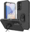 Samsung Galaxy A15 Case with Tempered Glass Screen Protector, Dual Layer Shockproof Kickstand Case, Black