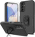 Samsung Galaxy A15 Case with Tempered Glass Screen Protector, Dual Layer Shockproof Kickstand Case, Black