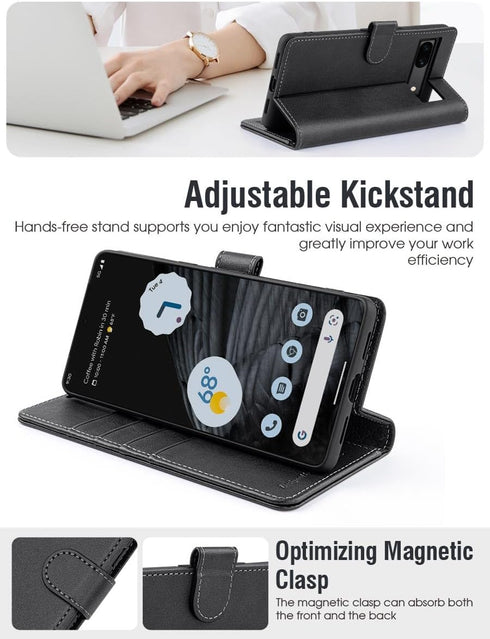 OCASE Google Pixel 8 Wallet Case, PU Leather Flip Folio Case with Card Holders, RFID Blocking, Shockproof TPU Inner