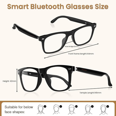 Jacuate Bluetooth Audio Smart Glasses for Women Men,Blue Light Blocking Bluetooth Glasses with Open Ear Speaker,Voice