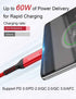 15FT USB C to USB C Cable 2-Pack, 60W/3A Fast Charge for Samsung Galaxy S20 S21, MacBook, iPad Pro, PS5, Xbox.