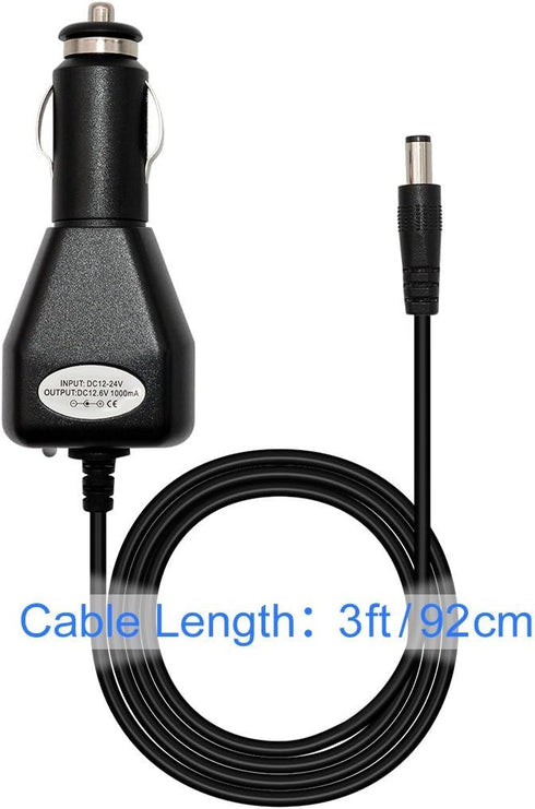 Talentcell 12V Lithium Battery Pack Car Charger, 12.6V/1A DC 5.5mm x 2.1mm Car Charger Adapter for 3S 12V Rechargeable Li-ion Batteries, Black