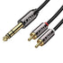 J&D 1/4 inch TRS to Dual RCA Audio Cable, Gold Plated Copper Shell Heavy Duty 6.35mm Male TRS to 2 RCA Male