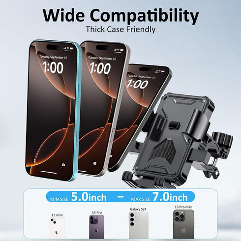 Prjrsme 4.7-6.8 Inch Bike Phone Holder, Handlebar Phone Mount for Bike and Motorcycle, Electric Scooter Mountain Bike