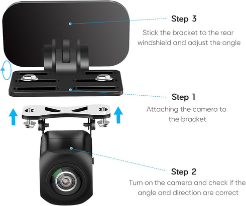 Pixelman Rear Camera Holder (Adhesive-2PCS), Universal Back Windshield Backup Camera Mount, Dash Cam Mirror Camera