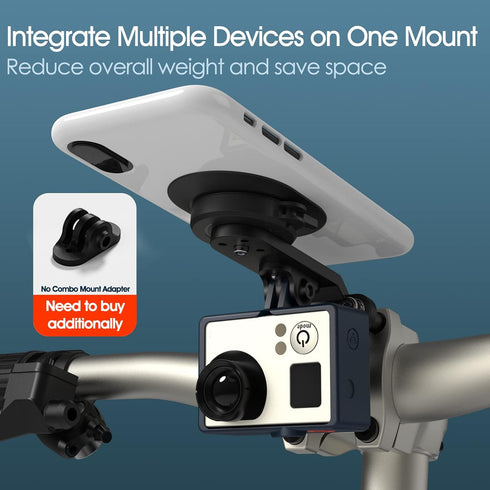 Quick-Release Mountain Bike Phone Mount, Out-Front Aluminum Holder for 4.7-7.0" Smartphones and iPhone