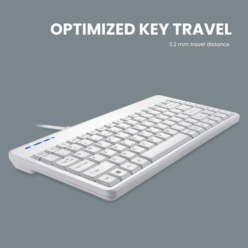 Perixx PERIBOARD-409WU, Wired USB Mini Keyboard, White, US English