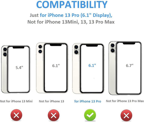 iPhone 13 Pro Wallet Case, Black PU Leather with Card Holder, Kickstand, Durable Shockproof Cover 6.1 Inch
