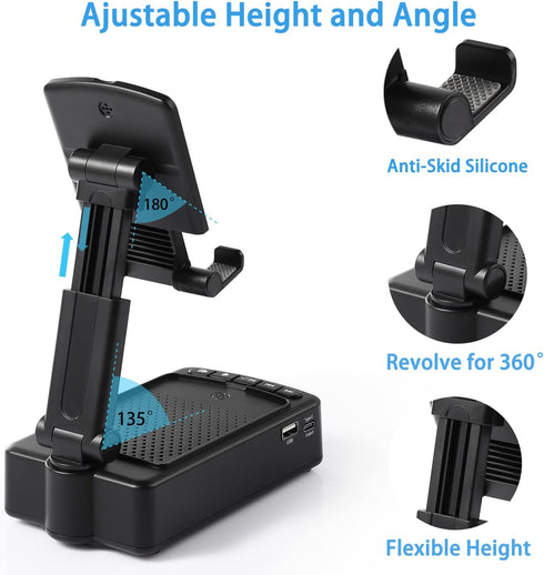 Gifts for Men, OLES Mobile Phone Stand with Bluetooth, Adjustable Tablet Holder with Wireless Speaker, Tech Gadgets.