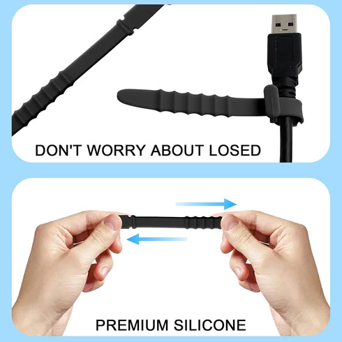 30 Pieces Silicone Zip Ties, 4.5 Inch Reusable Rubber Cable Ties for Charging Cables, USB C, Lightning Cable, Earphone