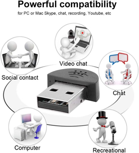 Mini Portable Microphone, USB Studio Speech 360° Omnidirectional Noise Cancellation for Computer PC (Black)