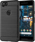 Asuwish Compatible Google Pixel 2 Case, Tempered Glass Screen Protector, Soft Silicone Cover, Carbon Fiber Navy