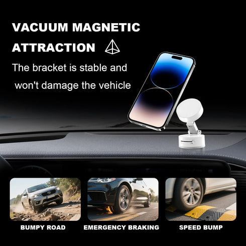 Sandfren Vacuum Suction Magnetic Car Phone Holder, Rotatable Foldable Vehicle Smartphone Mount for Windshield Smooth