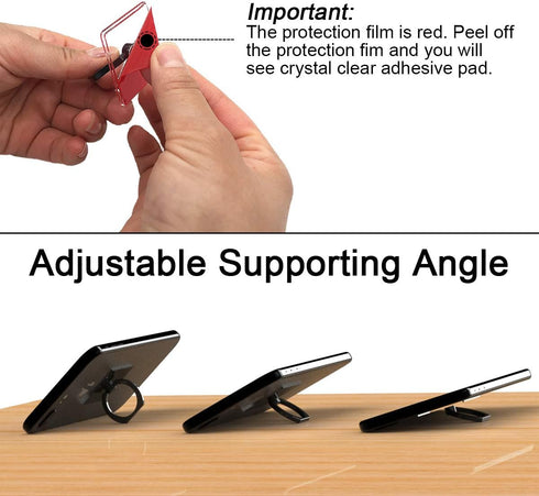 Transparent Phone Ring Holder Grip - 360 Degree Free Rotation, Clear Cell Phone Finger Ring Kick-Stand for iPhone and