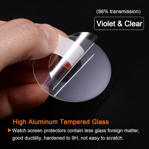 5pcs Watch Glass Screen Protectors, 36.5mm Violet Tempered Glass Anti-Glare for Smartwatch Protection