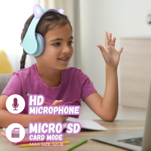 PowerLocus Kids Headphones, Over-Ear Bluetooth Wireless Headphones with Microphone, Safe 85DB Volume Limited
