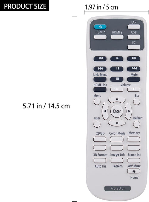 ALLIMITY 218183000 2181830 3D CH-TW5210 CH-TW5300 CH-TW5350 EH-TW5200 Replacement Remote Compatible with Epson LCD