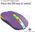 HZD LED Wireless Mouse - Slim Silent Rechargeable Optical Mouse with Type C Adapter, 3 Adjustable DPI Levels (Purple)