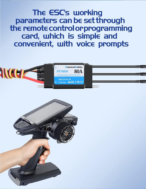 80A 2-6S 5V/6V 8A XT90 4.0mm DH Waterproof Brushless ESC Electronic Speed Controller with BEC and Banana Head Connector