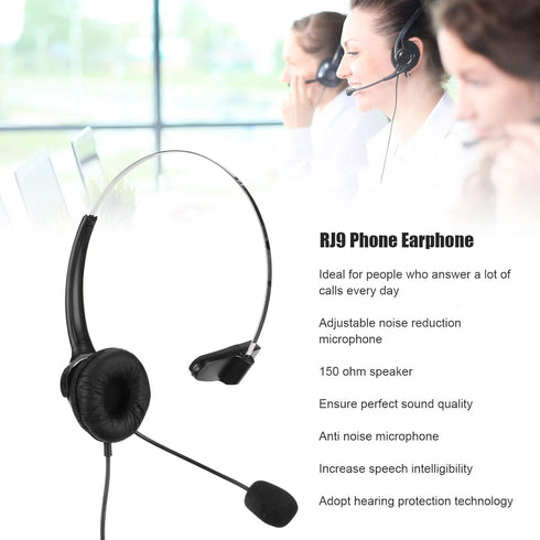 RJ9 Earphone, Ultra Lightweight Noise Cancelling Phone Headsets, 150 Ohm Speaker for Office Landline Phone