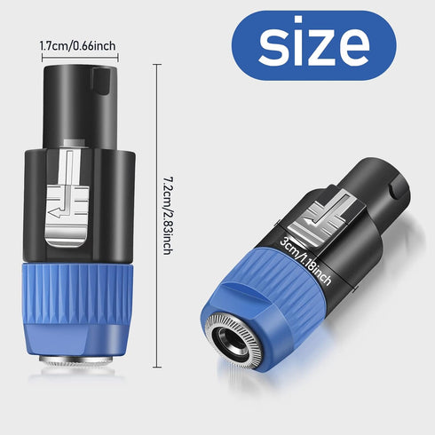 8 Pack NL4FC Speaker to 1/4 Adapter, Speaker Male to 1/4 inch TS Female Converter, 1/4 inch Female to NL4FC Male Connectors