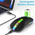 HZD LED Wireless Mouse, Slim Silent Rechargeable Optical Mouse with Type C Adapter, 3 Adjustable DPI Levels