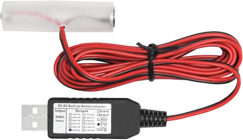 USB Power Converter DC Buck Boost Battery Eliminator for 1 to 4pcs 1.5V 3V 4.5V 6V AA AAA Connect Multi for LED Light,