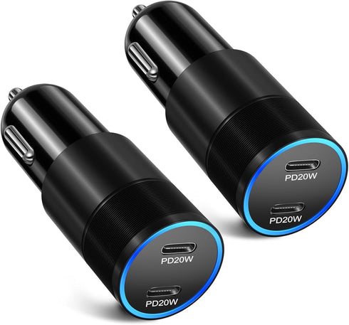 Bangfun 40W USB C Car Charger, 2 Pack Dual 12V USB C Port Car Charger Cigarette Lighter Adapter PD 3.0 Fast Charge Type